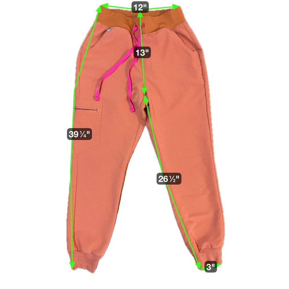 Figs High Waist Zamora Jogger Scrub Pants Nurse Doctor 3186 Terracotta X-Small - Picture 3 of 10